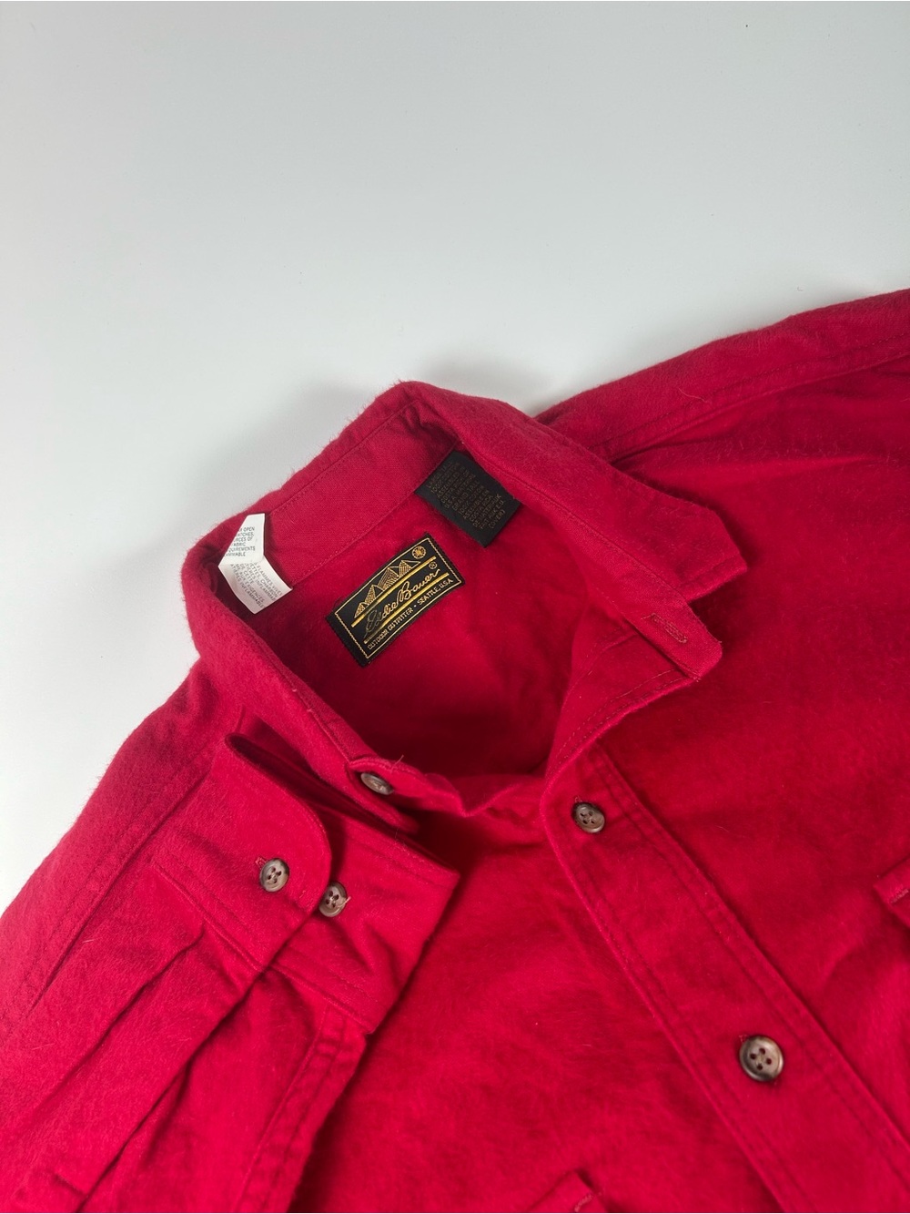 Eddie Bauer Men’s SZ L Tall Red VTG 90s Flannel Chamois Button Up Shirt